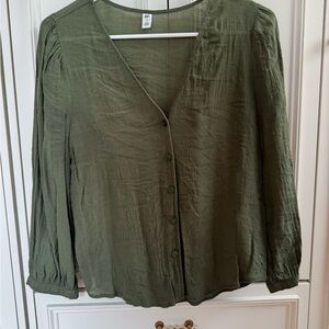 BP Green Button-Up Blouse